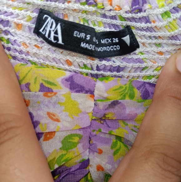Zara floral ruched mini dress size small - Picture 3 of 4